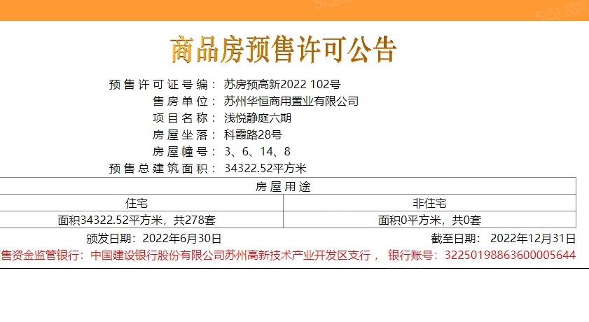 浅悦静庭预售许可证