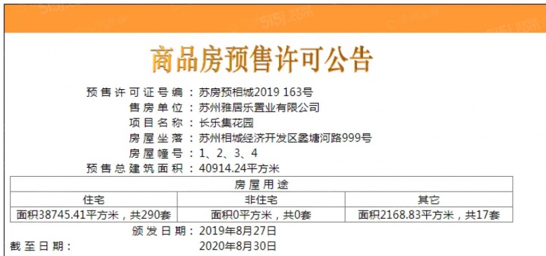 雅居乐新乐府预售许可证