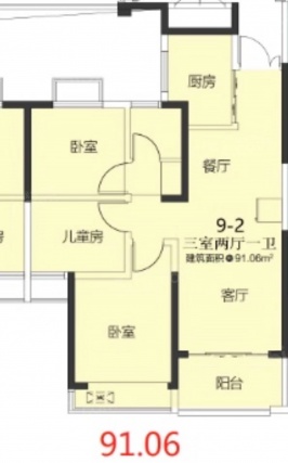 3室2厅1卫户型详情