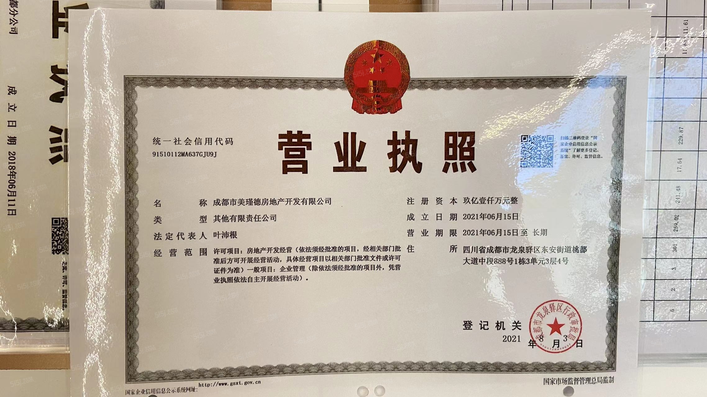 美的德信东樾玖院开发商营业执照