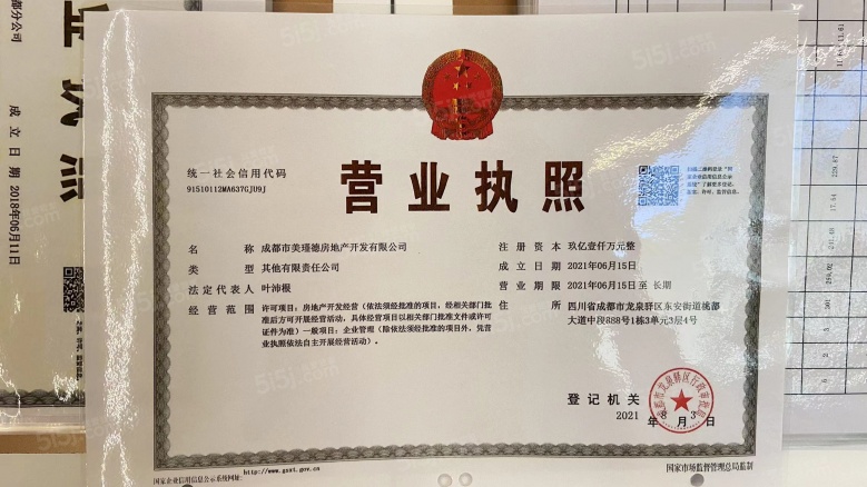 美的德信东樾玖院开发商营业执照