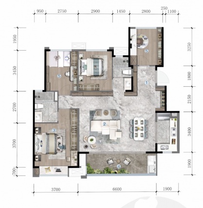 4室2厅2卫户型详情