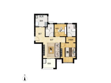 华润昆仑御2室1厅2卫