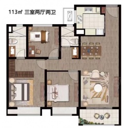 3室2厅2卫户型图