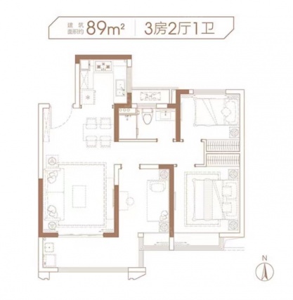 3室2厅1卫户型详情