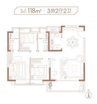 3室2厅2卫户型详情