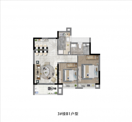 2室2厅1卫户型图