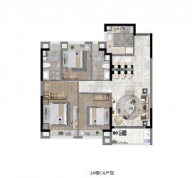 3室2厅2卫户型图