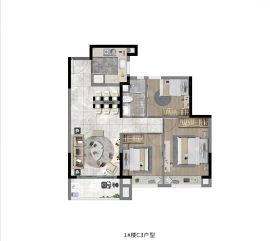 3室2厅1卫户型图