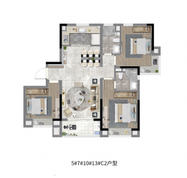 3室2厅2卫户型图