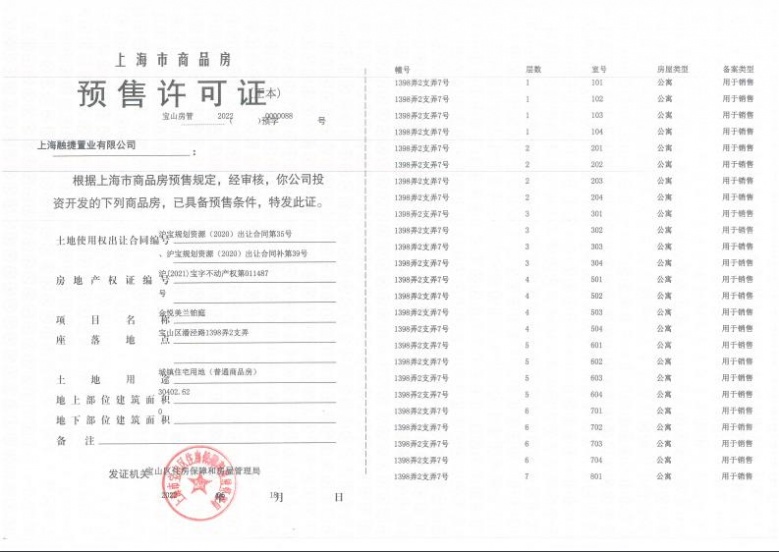 美兰金悦府预售许可证