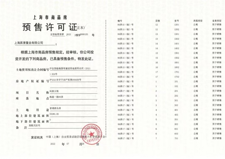 中建玖海云天预售许可证