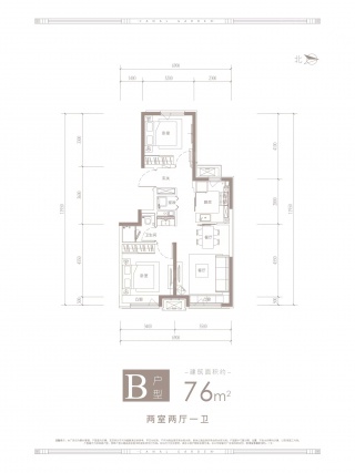 2室2厅1卫户型详情