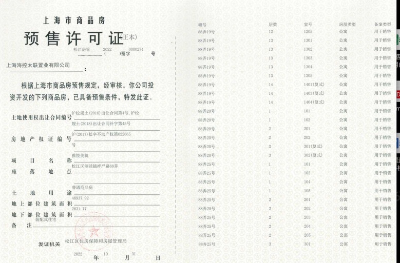 公园海德预售许可证