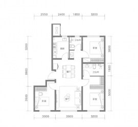3室2厅2卫户型图