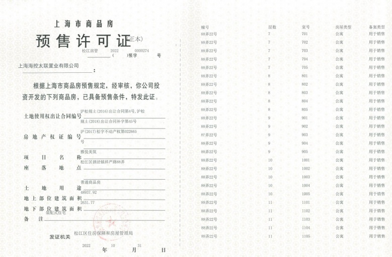 公园海德预售许可证