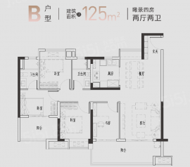 4室2厅2卫户型图