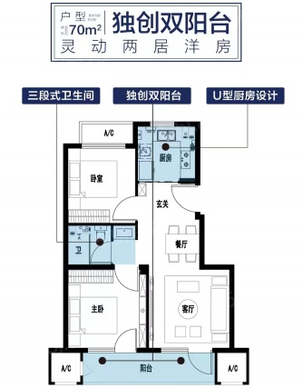 2室2厅1卫户型详情