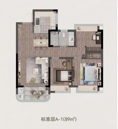 3室2厅1卫户型详情