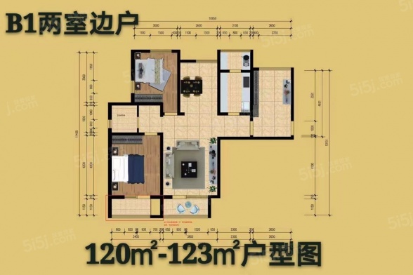 2室2厅1卫户型详情