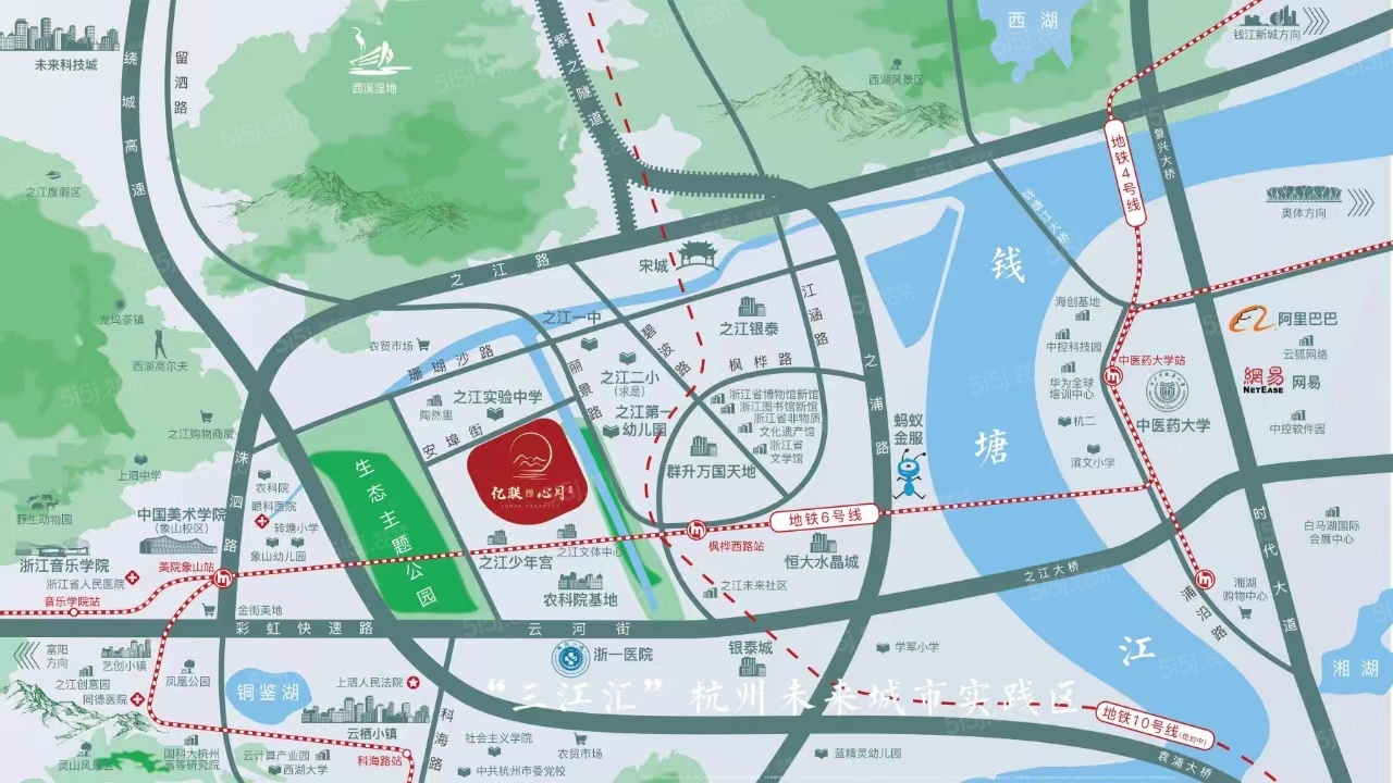 亿联之江心月区位图