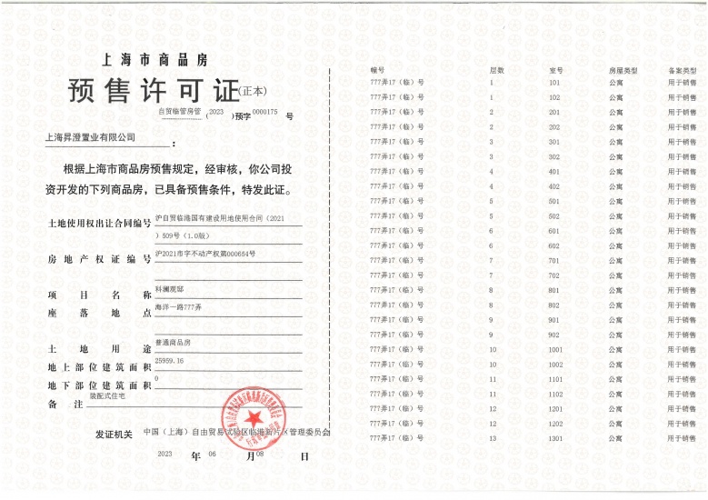 中建玖海云天预售许可证