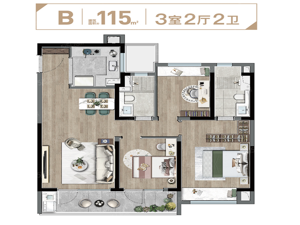 樾湖尚郡3室2厅2卫