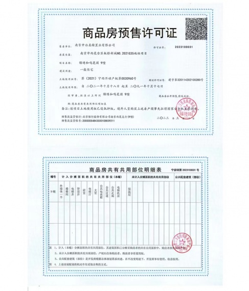 中冶锦绣和鸣预售许可证