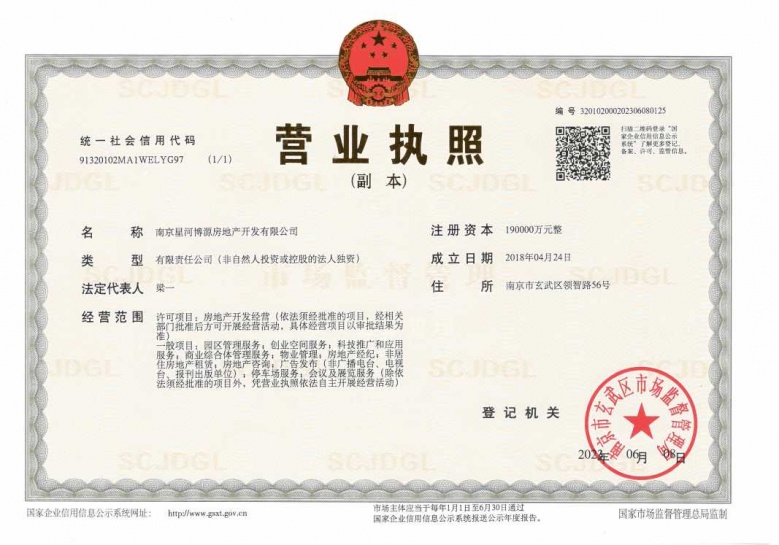星河国际开发商营业执照