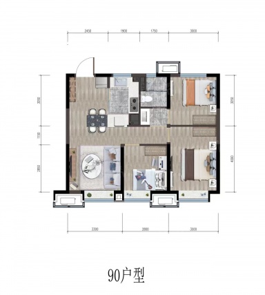 3室2厅1卫户型详情