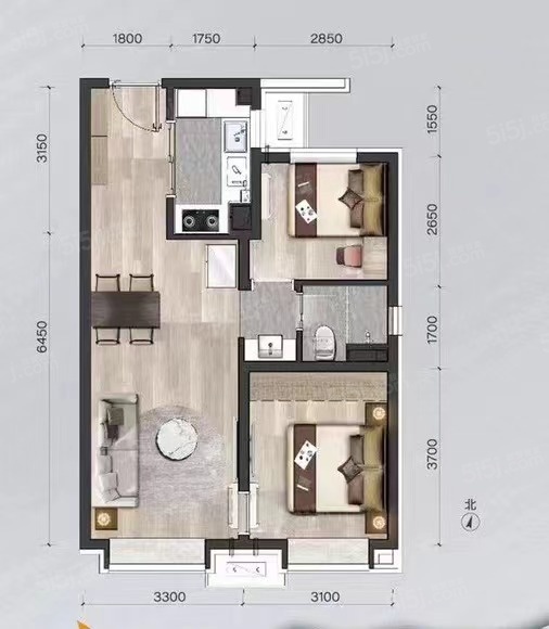 万科翡翠大道2室2厅1卫