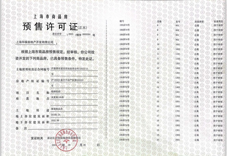 大华梧桐樾预售许可证