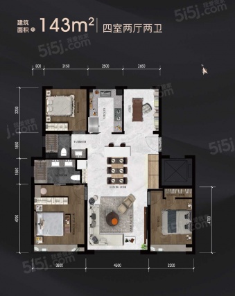 4室2厅2卫户型详情