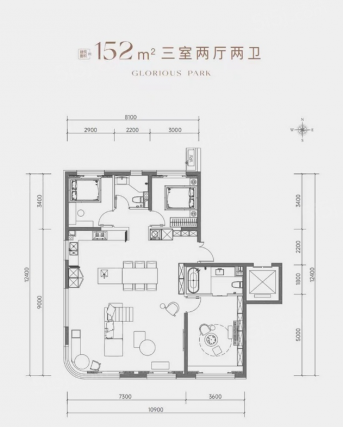3室2厅2卫户型详情
