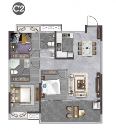 3室2厅2卫户型图