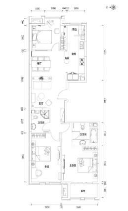 2室2厅2卫户型详情
