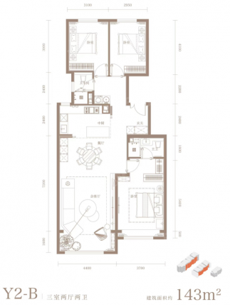 3室2厅2卫户型详情