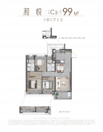 3室2厅2卫户型图