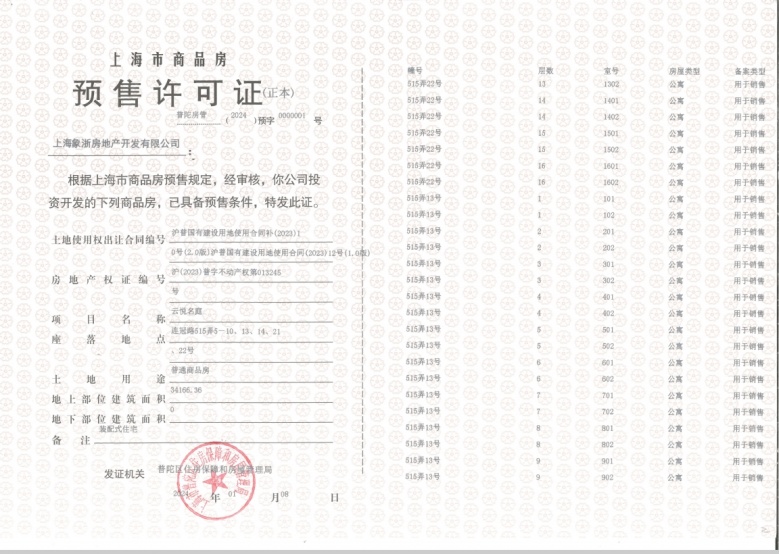 象屿交控中环云悦府预售许可证