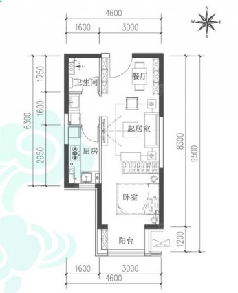 1室1厅1卫户型详情