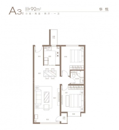 2室2厅1卫户型详情