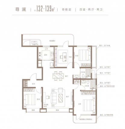 4室2厅2卫户型详情