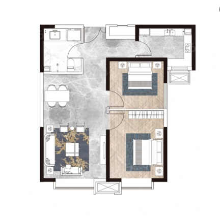 2室2厅1卫户型详情