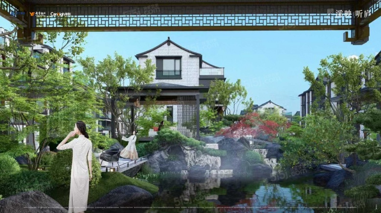 溪映听庐实景图