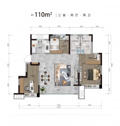 3室2厅2卫户型图