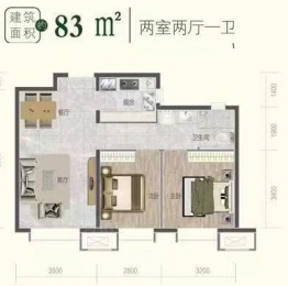 2室2厅1卫户型图