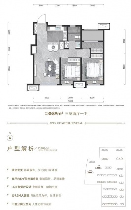 3室2厅1卫户型详情