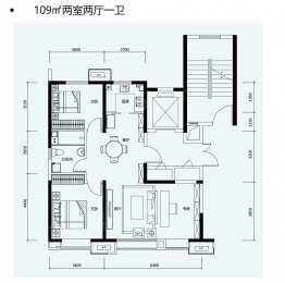 2室2厅1卫户型图