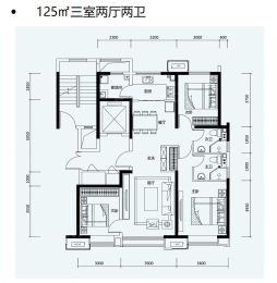 3室2厅2卫户型图