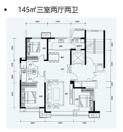3室2厅2卫户型图